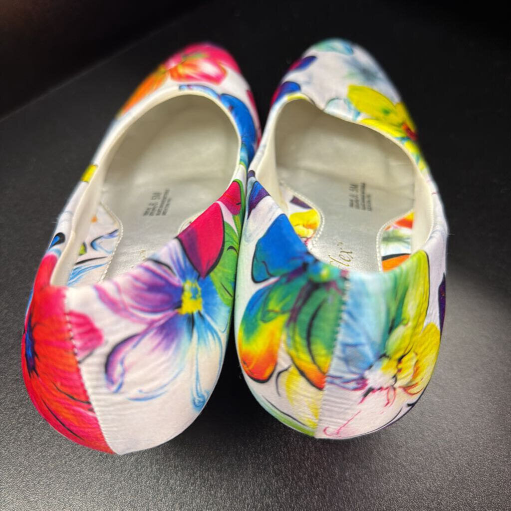 6.5 Angel Flex Floral Round Floral Satin Heel