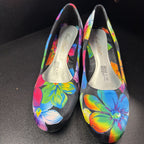 6.5 Angel Flex Floral Round Floral Satin Heel