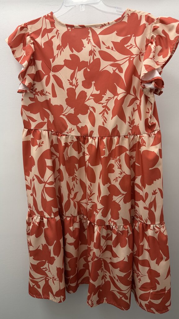 LG C/S Floral Pleated Layered V Neck Dress