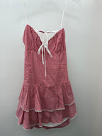 LG Sleeveless Plaid Layered Open Back Dress