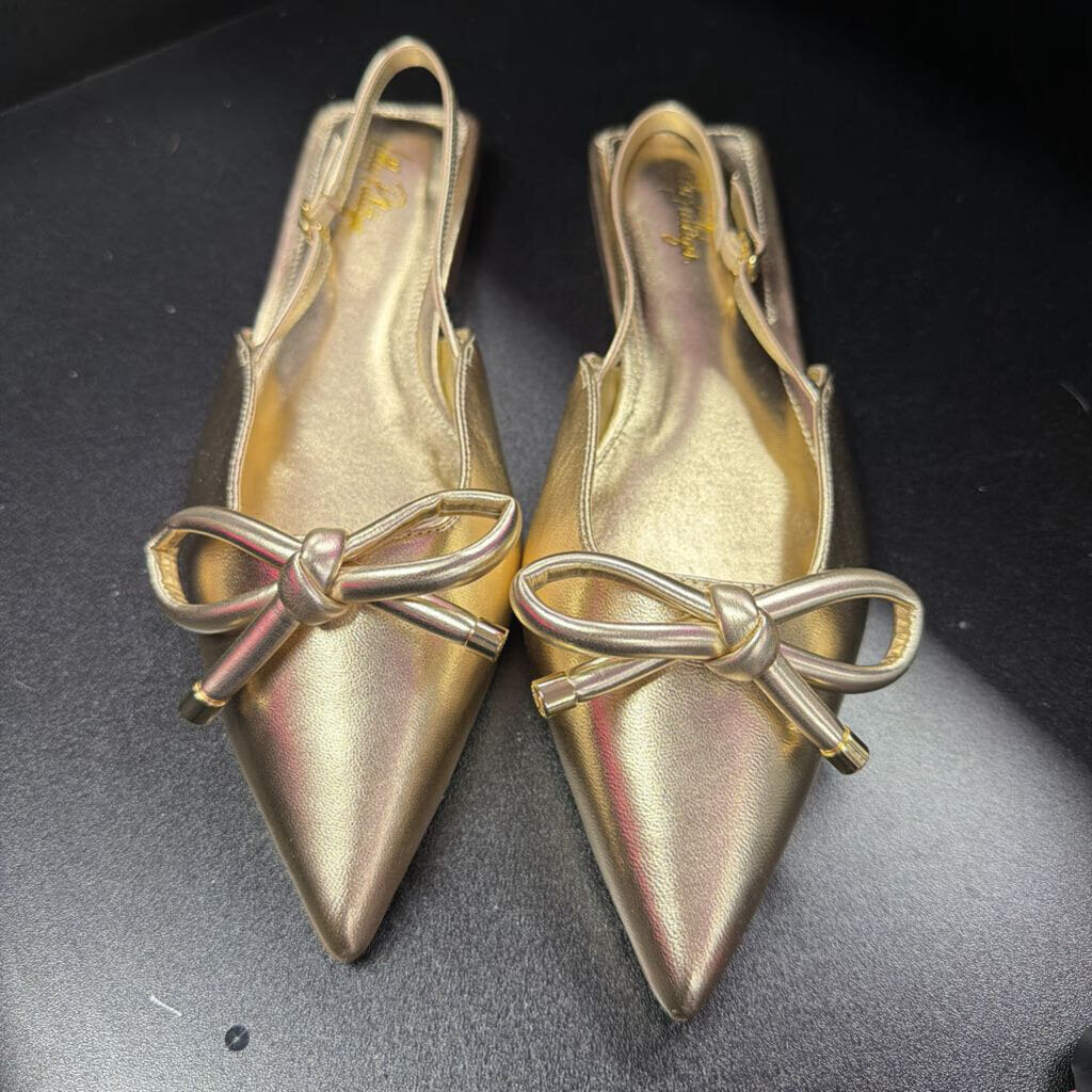 9.5 Lilly Pulitzer Metallic Leather Bow Slingback Point Shoe