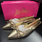 9.5 Lilly Pulitzer Metallic Leather Bow Slingback Point Shoe