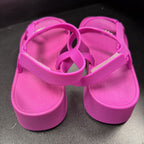 6 Melissa Sun Downtown Platform Sandal Velcro Ankle Strap