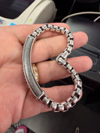 David Yurman Pave ID Box Chain Bracelet In 925 with Grey Sapphires