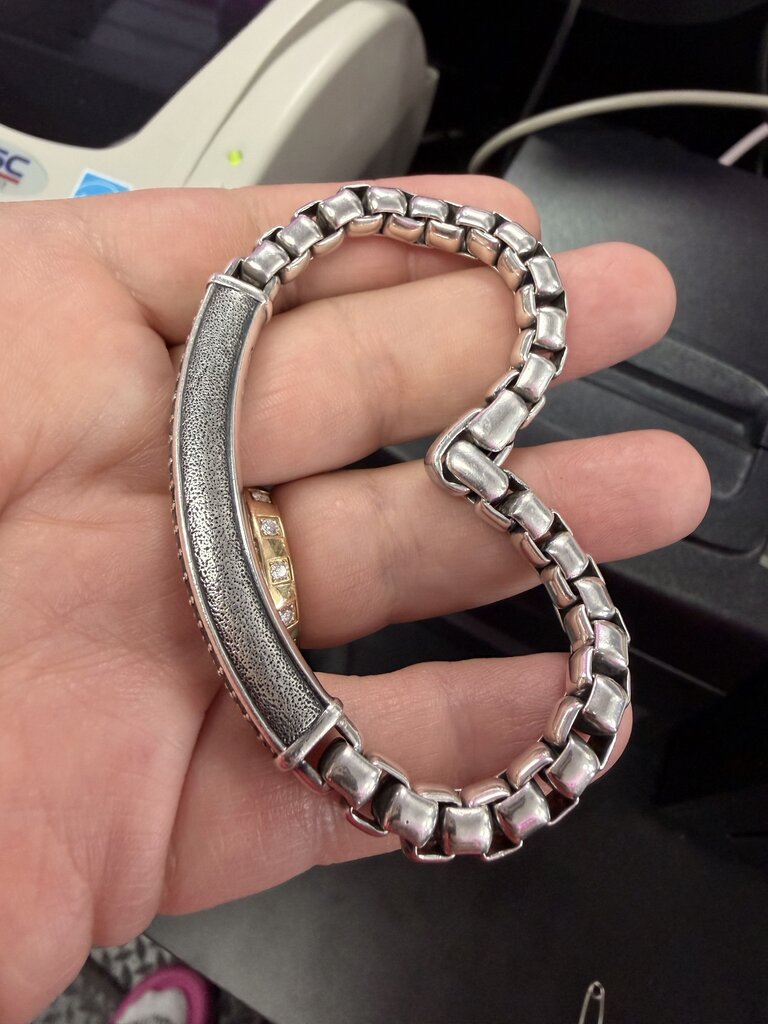 David Yurman Pave ID Box Chain Bracelet In 925 with Grey Sapphires