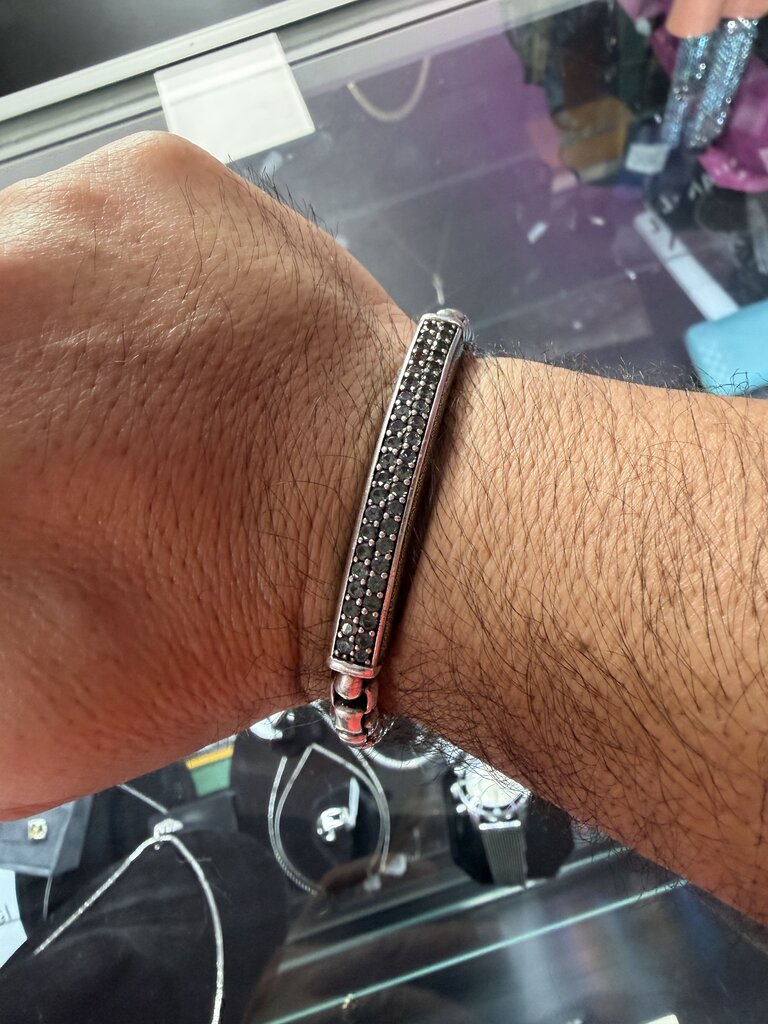 David Yurman Pave ID Box Chain Bracelet In 925 with Grey Sapphires
