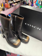 6.5 Coach Loved Leather Scuplt C Bootie Fits Like 7