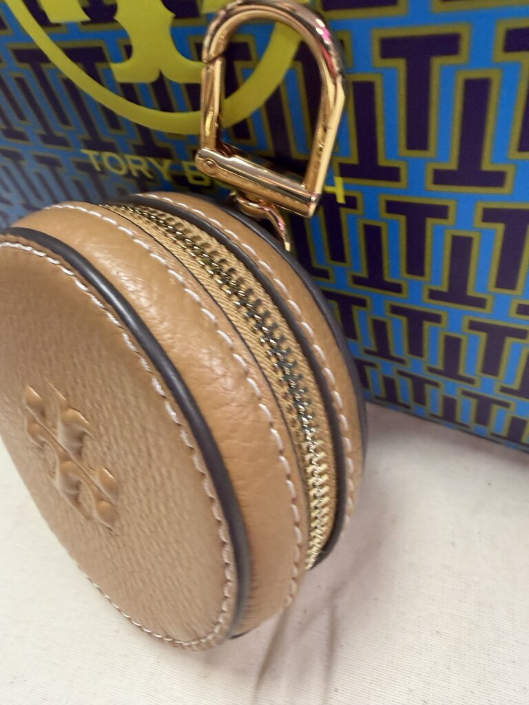 Tory Burch Thea Coin Pouch Tan Pebbled Leather