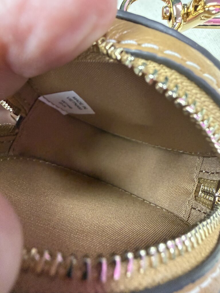 Tory Burch Thea Coin Pouch Tan Pebbled Leather