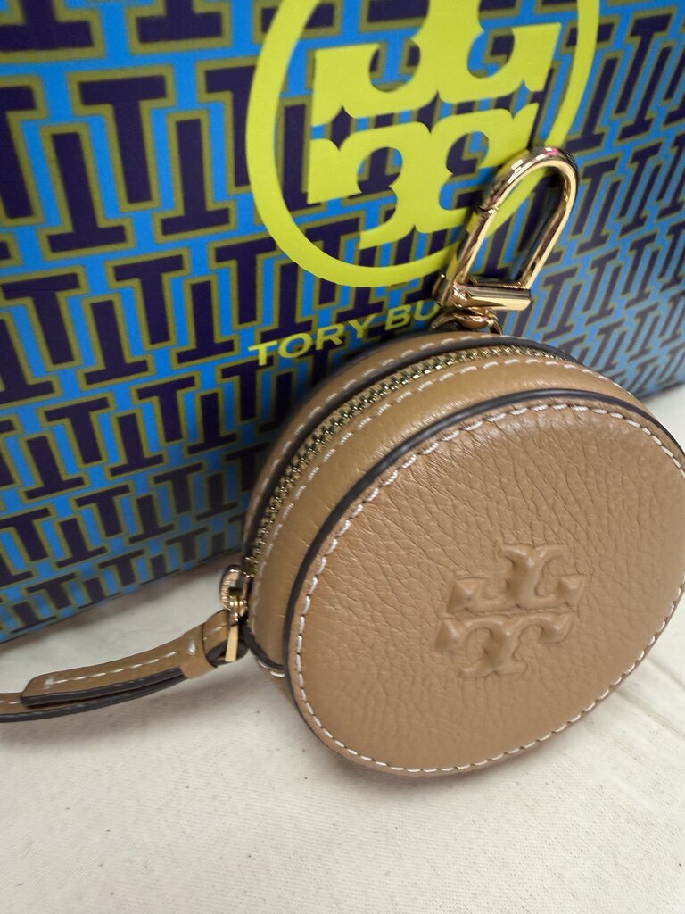 Tory Burch Thea Coin Pouch Tan Pebbled Leather