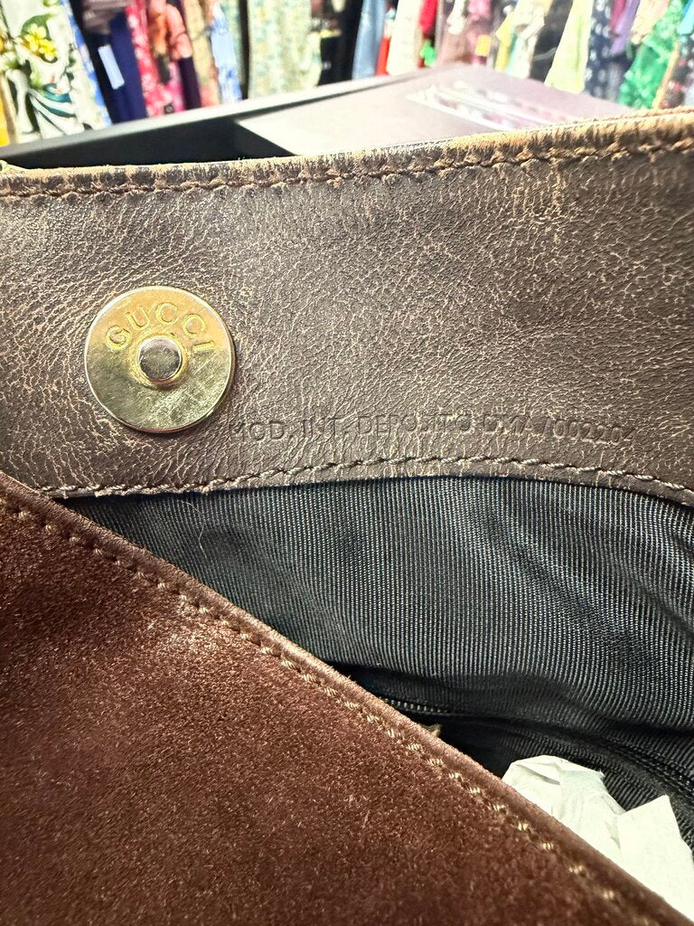 Gucci Two-Way Bamboo Suede Leather Hobo