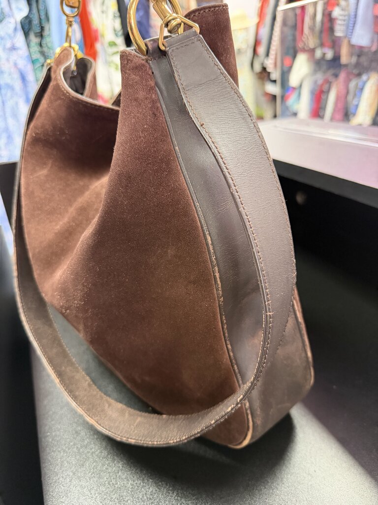 Gucci Two-Way Bamboo Suede Leather Hobo