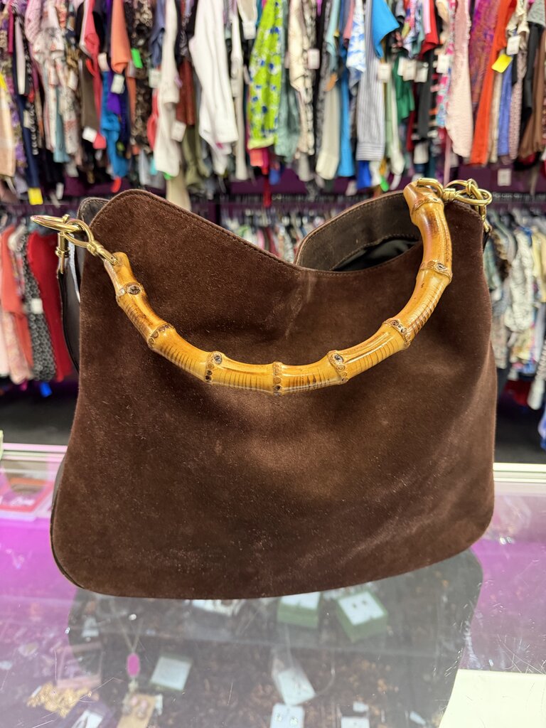 Gucci Two-Way Bamboo Suede Leather Hobo