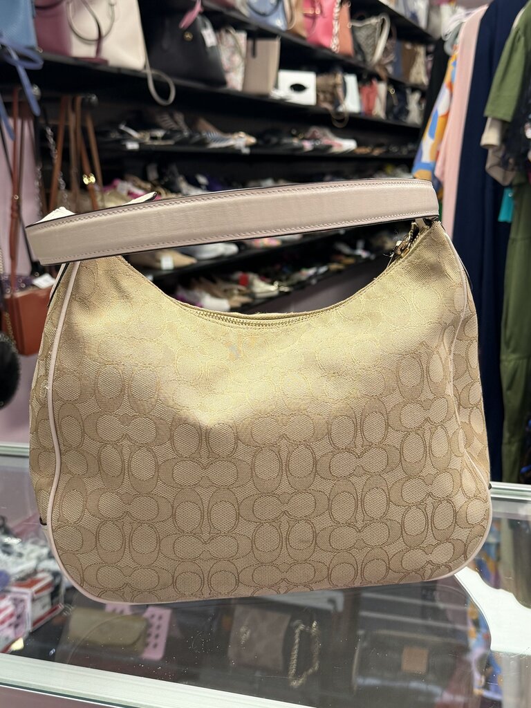 Coach Zip Shoulder Bag Signature Jacquard