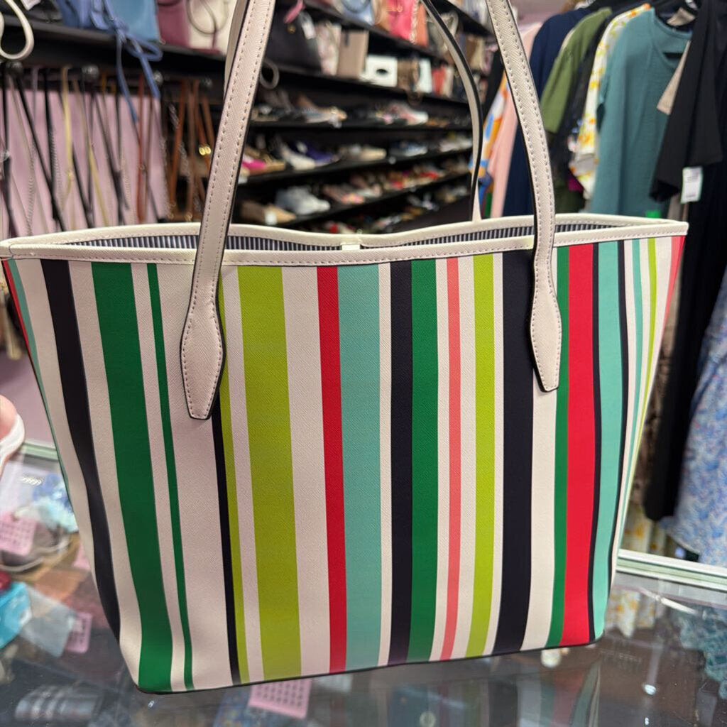 Crown & Ivy Striped Tassel Detail Tote