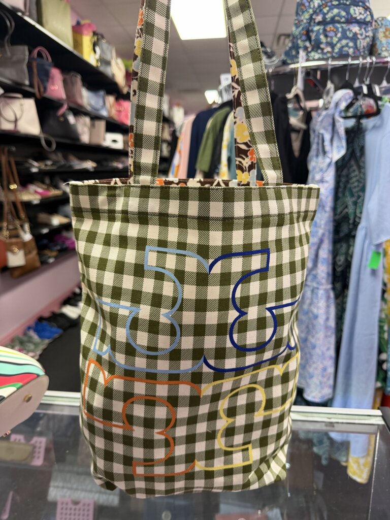 Tory Burch Limited Edition Ella Gingham Printed Tote Bag