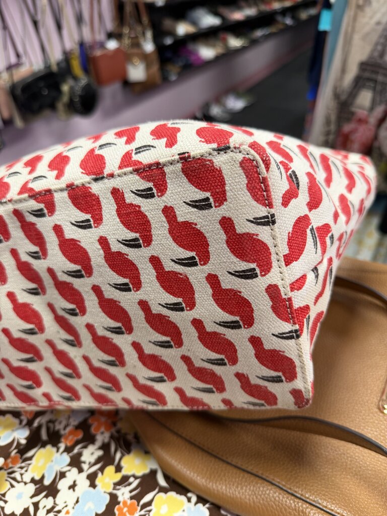 Kate Spade Canvas Rare Francis Tucan Leather Trim Tote