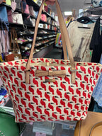 Kate Spade Canvas Rare Francis Tucan Leather Trim Tote