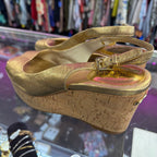 7 Michael Kors Cork Gold Wedge Sling Back