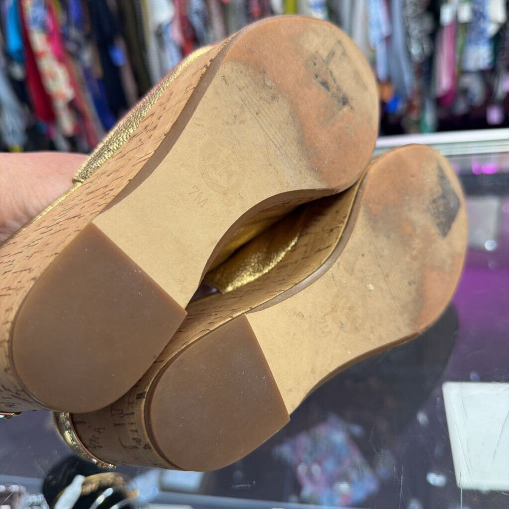 7 Michael Kors Cork Gold Wedge Sling Back