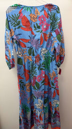 SM L/S Floral M/C Drawstring Waist V Neck Dress