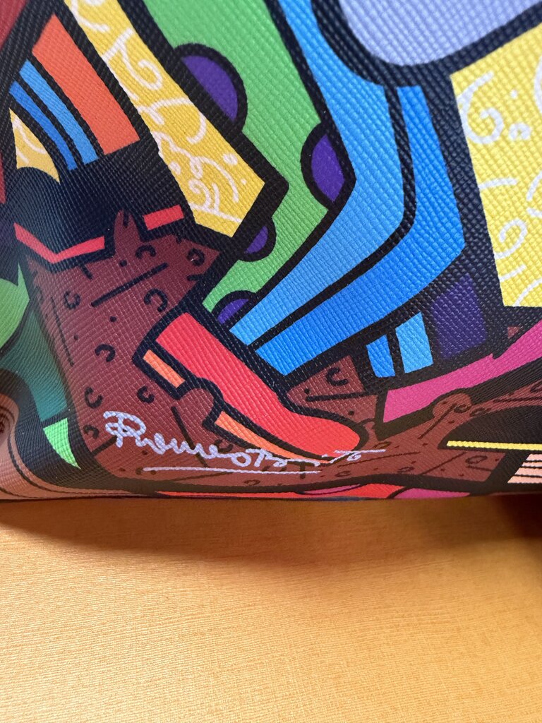 Romero Britto Music II Limited Edition Tote W/ Yellow Wristlet Art NWT Rare