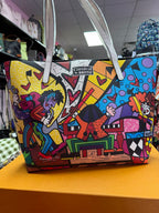Romero Britto Music II Limited Edition Tote W/ Yellow Wristlet Art NWT Rare