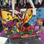 Romero Britto Music II Limited Edition Tote W/ Yellow Wristlet Art NWT Rare