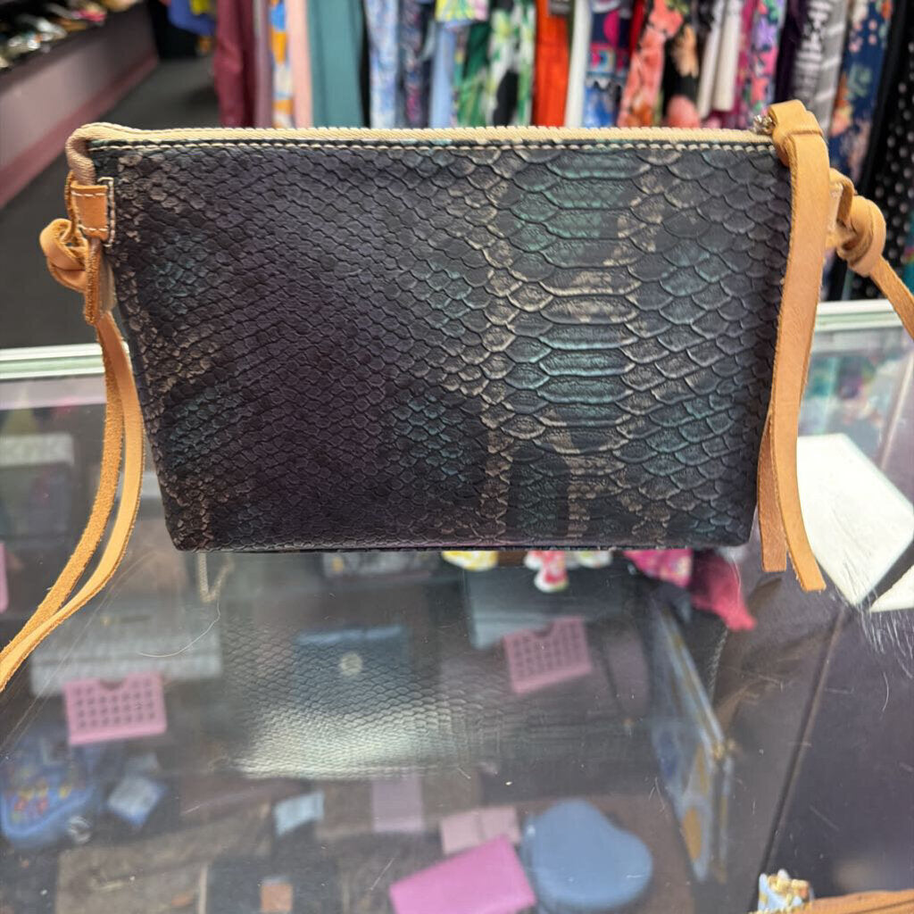 Consuela Rattler Midtown Clutch Reptile Embossed Leather
