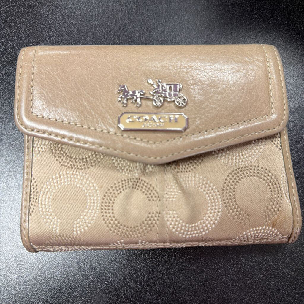 Coach Madison Dotted Monogram Trifold Satin Smooth Leather