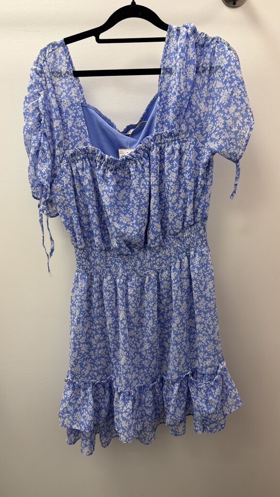 XL S/S floral Square Neck Shirred Waist