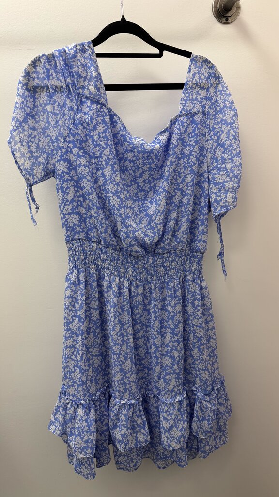 XL S/S floral Square Neck Shirred Waist