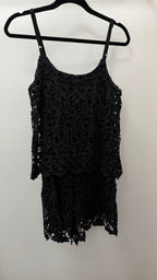 MD Spaghetti Lace Tiered Solid Romper