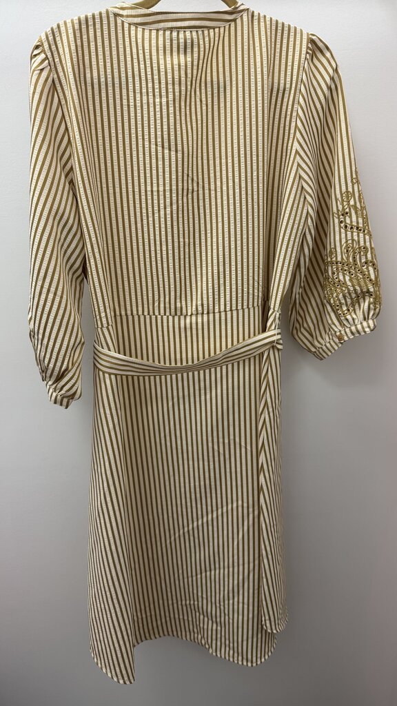 XL/14 L/S BF Priest Collar Striped Embroidery Detail Shirt Dress
