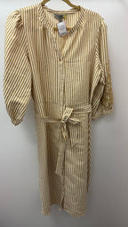 XL/14 L/S BF Priest Collar Striped Embroidery Detail Shirt Dress