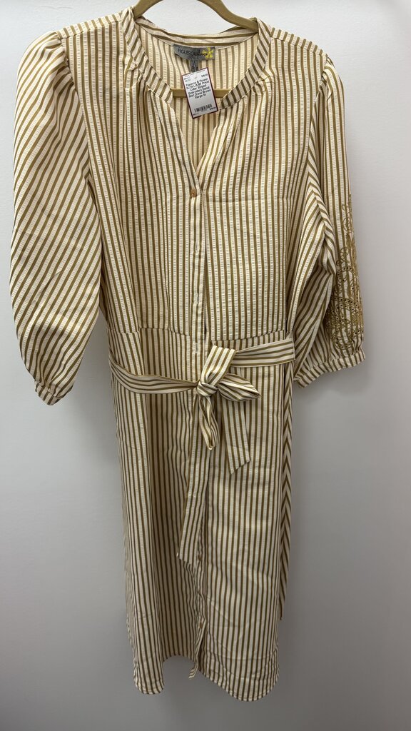 XL/14 L/S BF Priest Collar Striped Embroidery Detail Shirt Dress