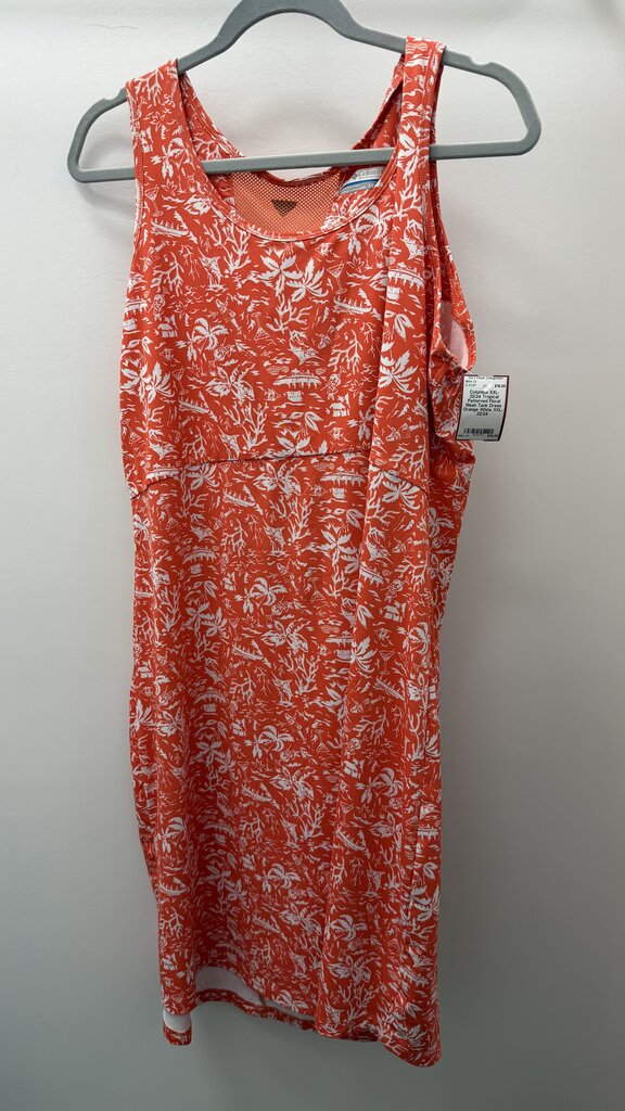 XXL-22/24 Tropical Patterned Floral Mesh Tank Dress