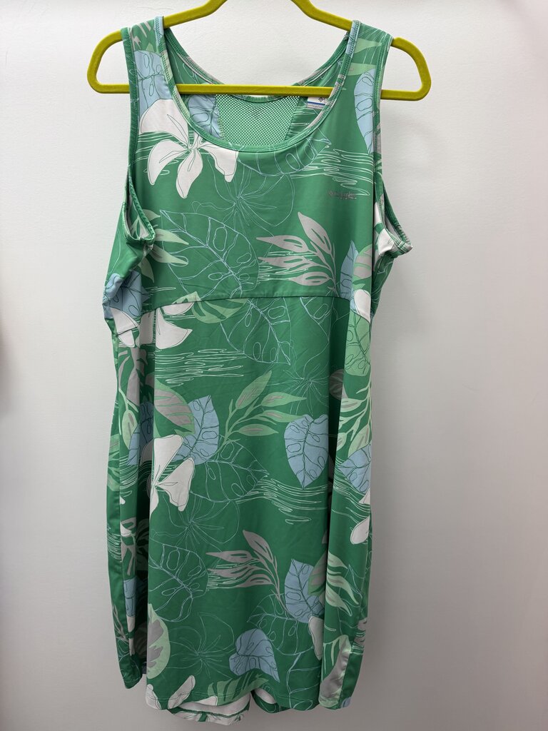 XXL-22/24 Tropical Patterned Floral Mesh Tank Dress