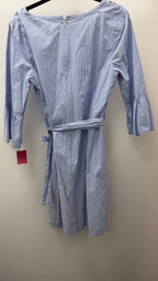 12 Scoop embroidered Mirco Stripe Belted Dress