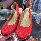 8.5 Round patterned Espadrille Ankle Strap Wedge