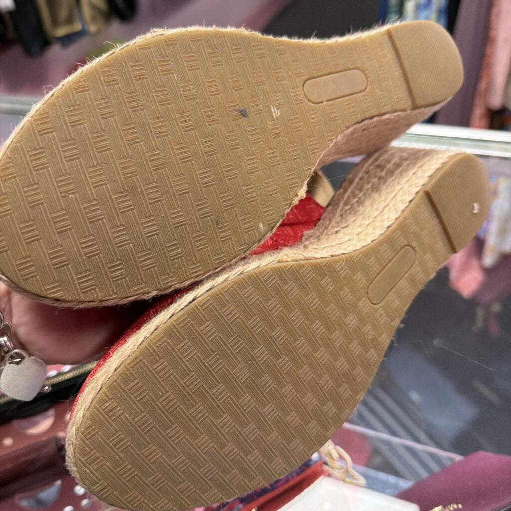 8.5 Round patterned Espadrille Ankle Strap Wedge