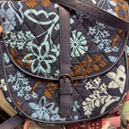 Vera Bradley Slim Saddle Bag In Java Floral Leather Trim