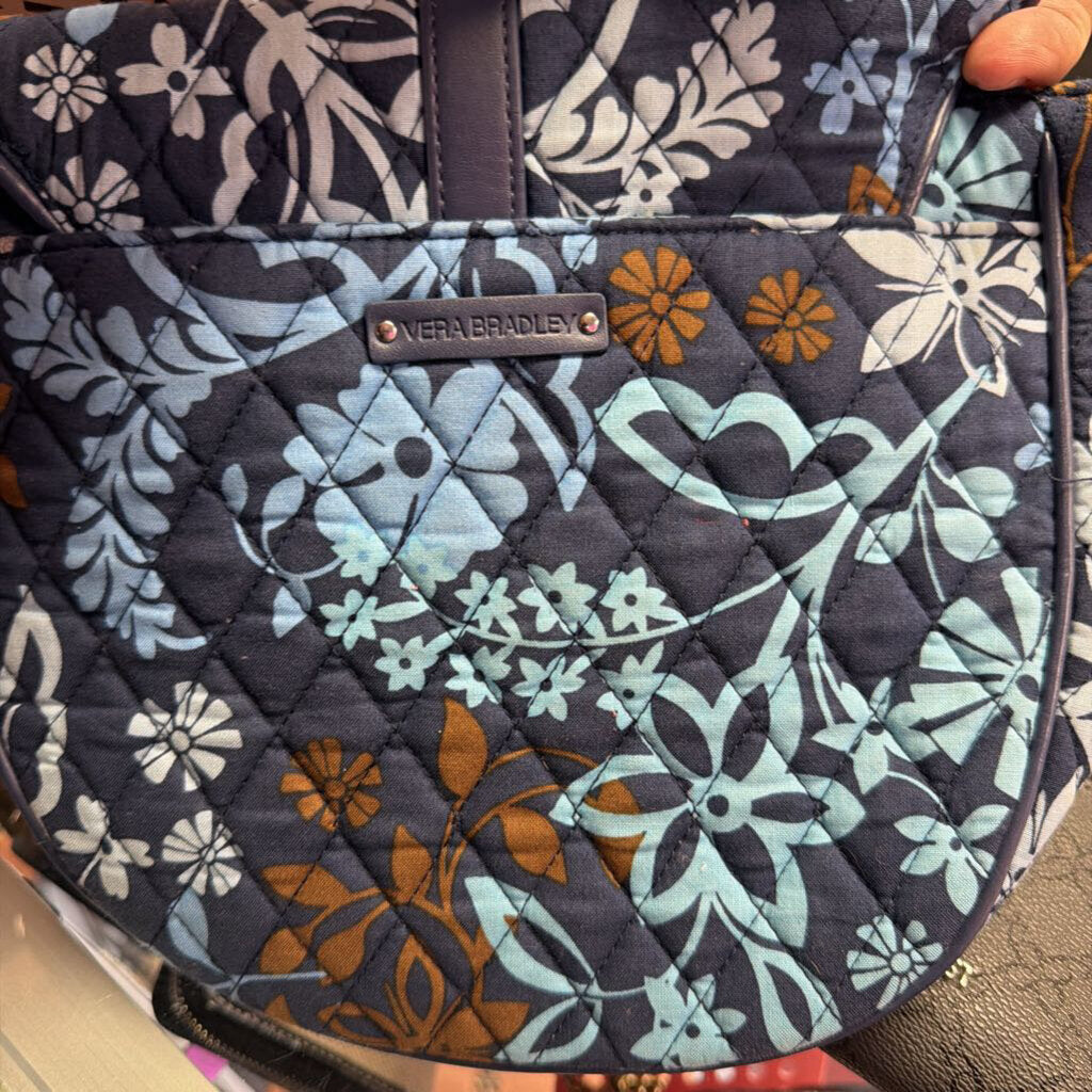 Vera Bradley Slim Saddle Bag In Java Floral Leather Trim