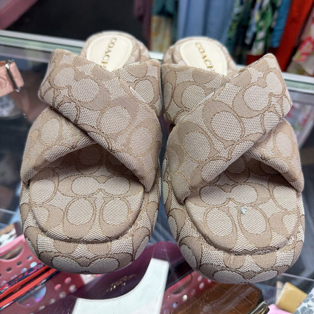 8 Coach Penelope Mono Jacquard Criss Cross Sandal