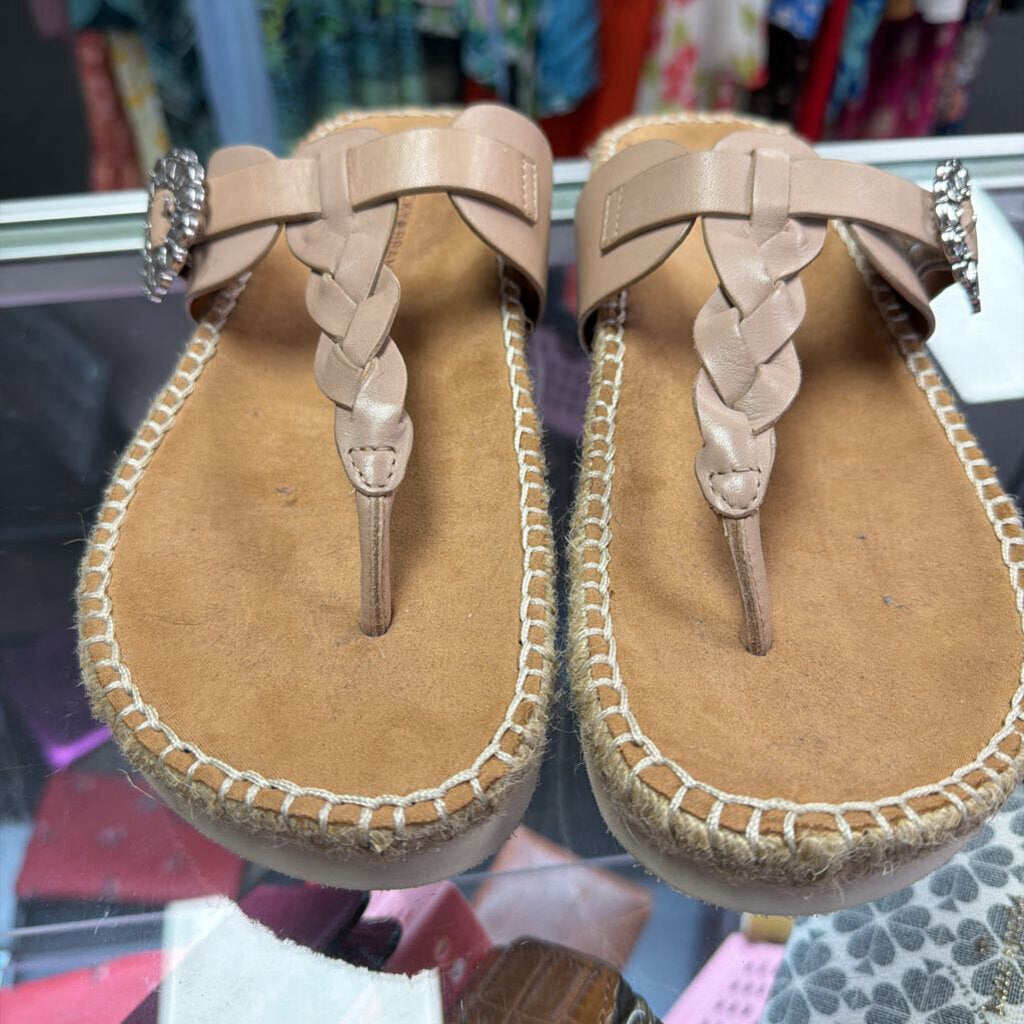 7.5 Lucky Brand Thong Silver Detail Slide On Espadrille Sandal