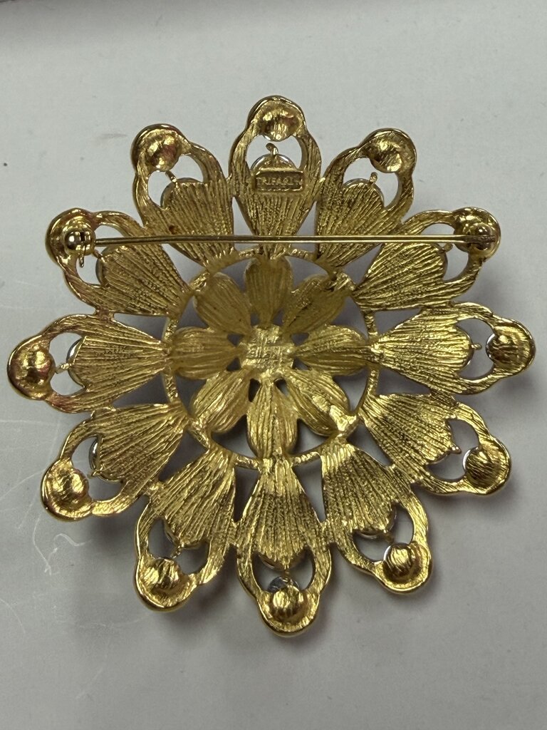 Trifari Blue Cabochon Brooch