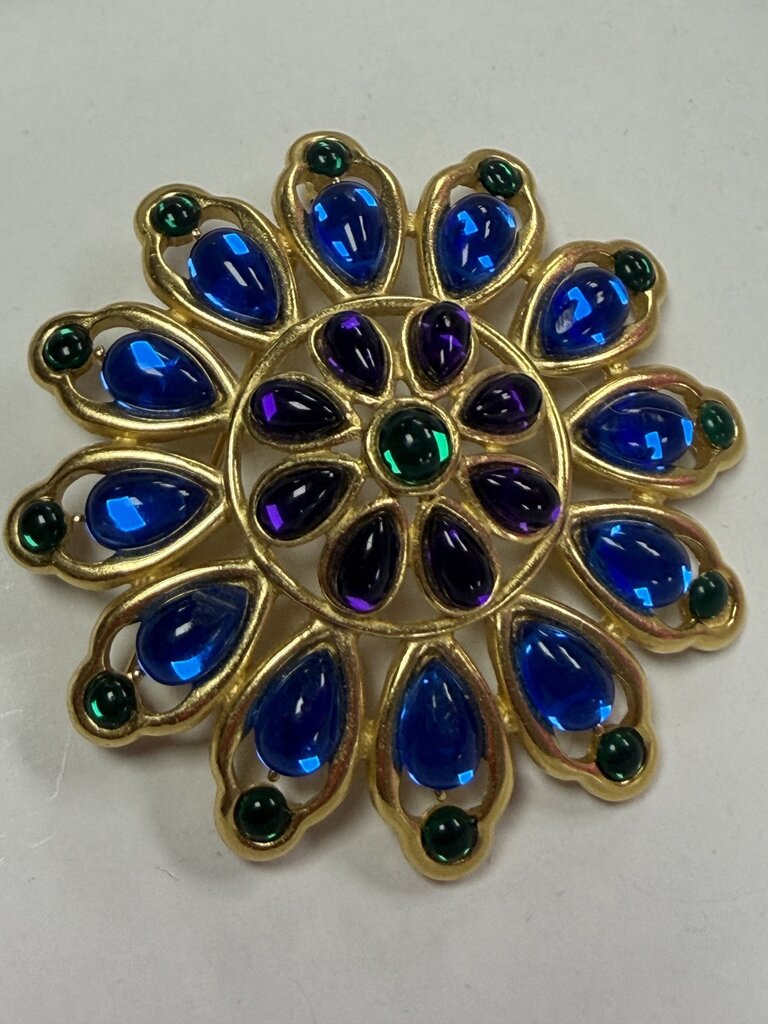 Trifari Blue Cabochon Brooch