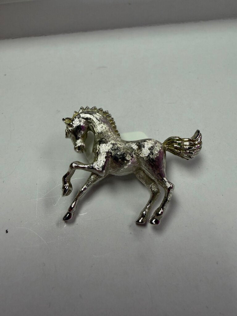 Monet Silver Tone Horse Brooch