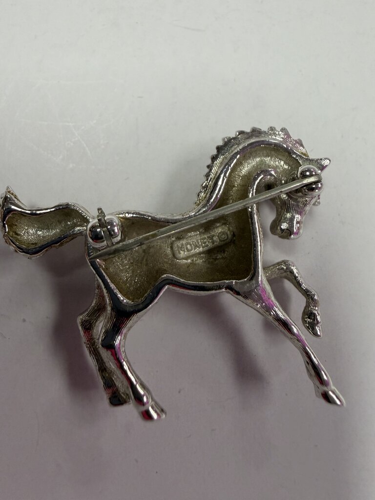 Monet Silver Tone Horse Brooch