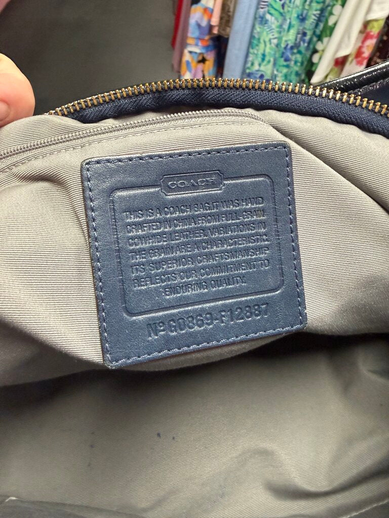 Coach Ergo Patent Leather Hobo Turnlock Exterior Pocket Dark Teal